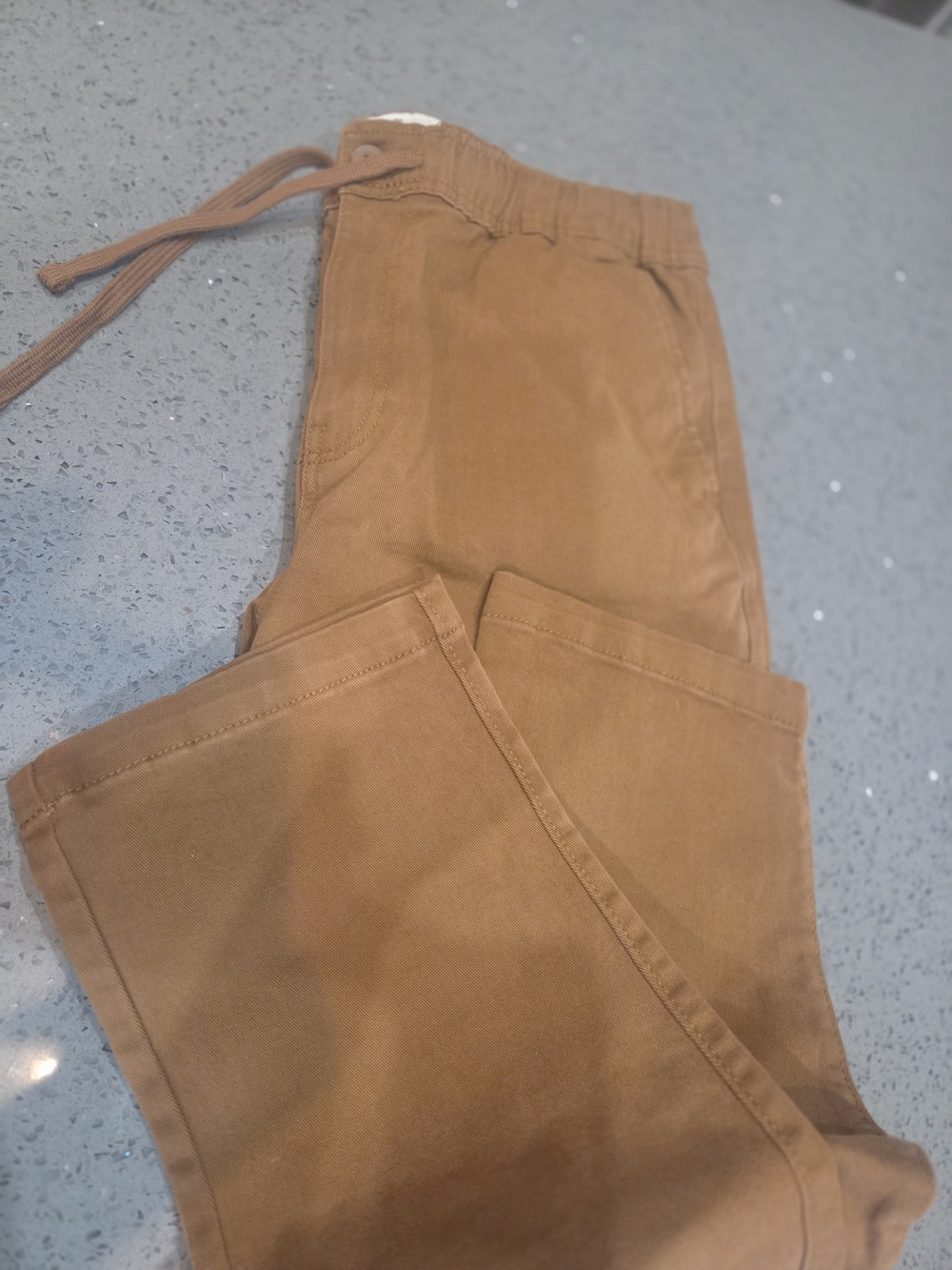 Button-Front Drawstring Chinos - Brown - Picture 6 of 7